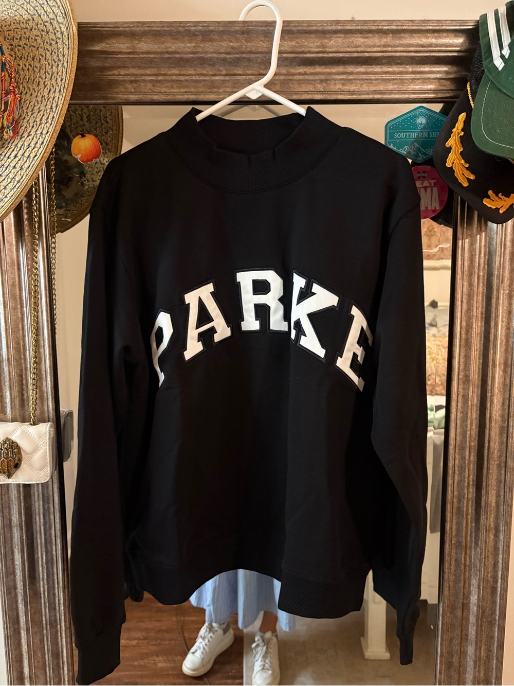 Parke Black Crewneck Sweatshirt with White Arch Logo